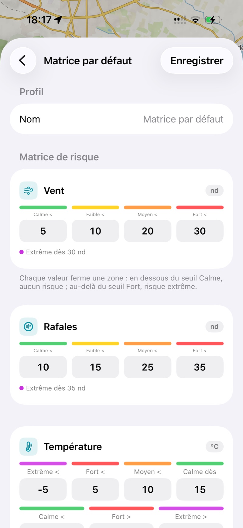 Matrice de risque personnalisée dans TripTool